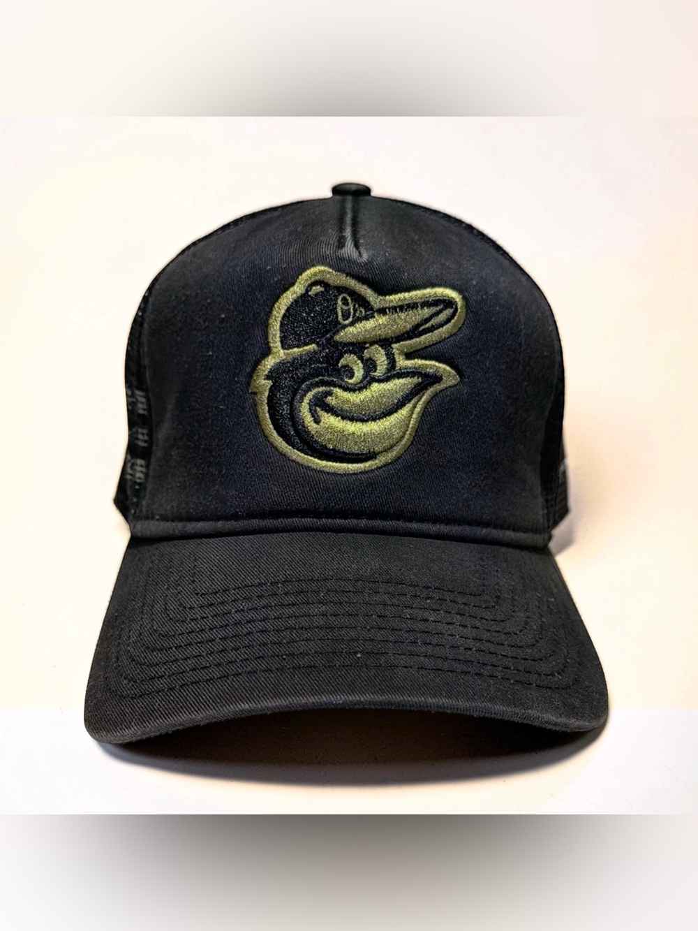 New Era Baltimore Orioles Hat | Black Olive | Mesh Snapback | MLB | OS